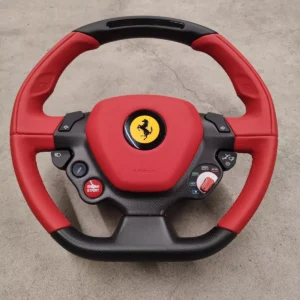 steering-wheel-red-leather-carbon-fiber-led-oem-ferrari-original