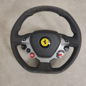 steering-wheel-gray-leather-carbon-fiber-led-oem-ferrari-original